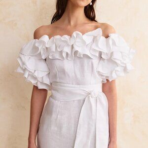 NWT Gul Hurgel Giacinto Dress With Ruffle, Size L (runs small), $1200 retail